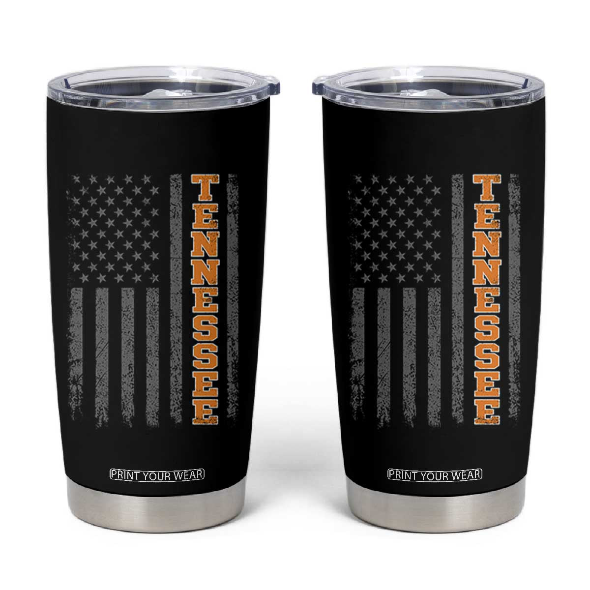 Vintage Tennessee Tumbler Cup Retro Orange TN American Flag Patriotic US State