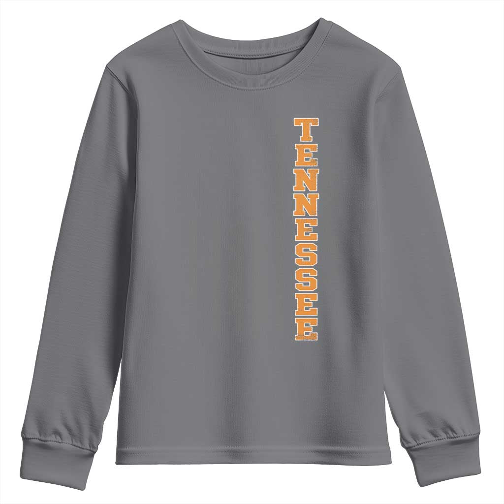 Vintage Tennessee Youth Sweatshirt Retro Orange TN American Flag Patriotic US State