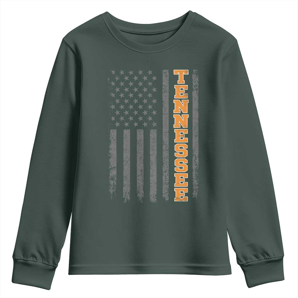 Vintage Tennessee Youth Sweatshirt Retro Orange TN American Flag Patriotic US State