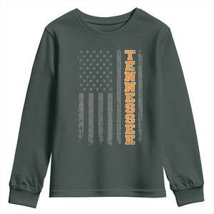 Vintage Tennessee Youth Sweatshirt Retro Orange TN American Flag Patriotic US State