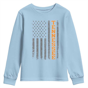 Vintage Tennessee Youth Sweatshirt Retro Orange TN American Flag Patriotic US State