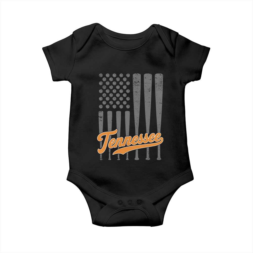 Vintage Tennessee Baby Onesie Retro Classic TN Orange Print Retro Baseball American US Flag TS10 Black Print Your Wear