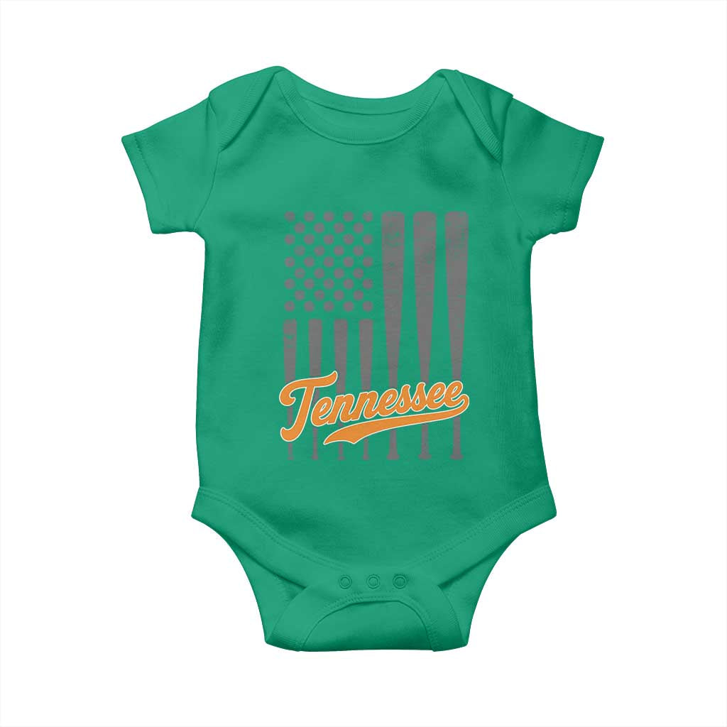 Vintage Tennessee Baby Onesie Retro Classic TN Orange Print Retro Baseball American US Flag