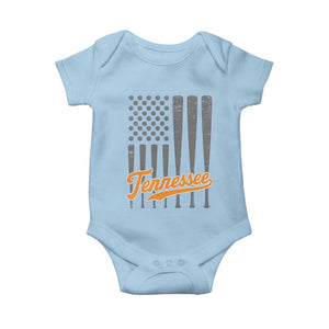 Vintage Tennessee Baby Onesie Retro Classic TN Orange Print Retro Baseball American US Flag