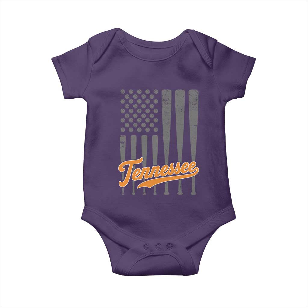 Vintage Tennessee Baby Onesie Retro Classic TN Orange Print Retro Baseball American US Flag