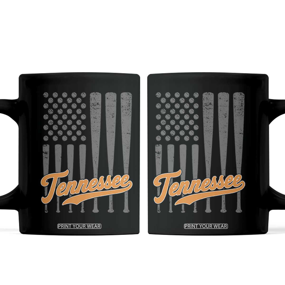 Vintage Tennessee Coffee Mug Retro Classic TN Orange Print Retro Baseball American US Flag