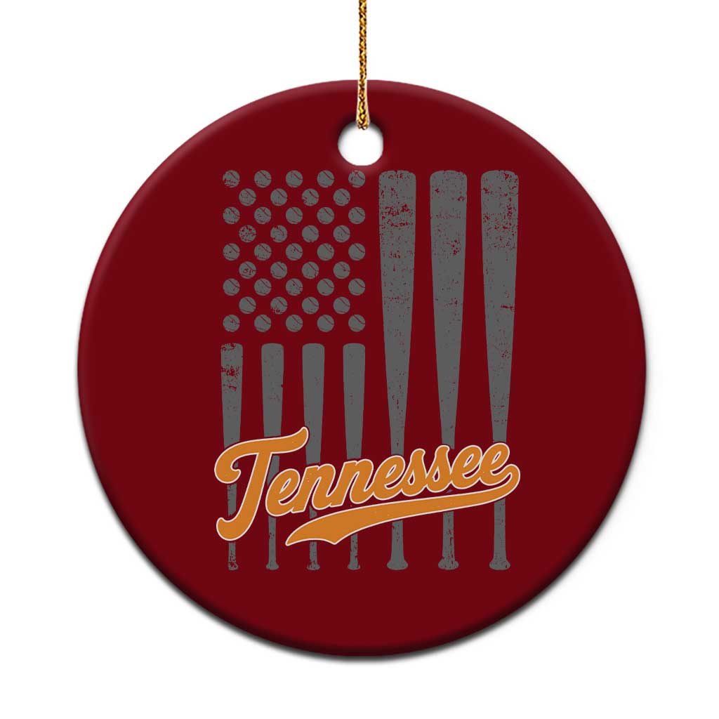 Vintage Tennessee Ceramic Ornament Retro Classic TN Orange Print Retro Baseball American US Flag