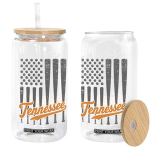 Vintage Tennessee Glass Can Retro Classic TN Orange Print Retro Baseball American US Flag