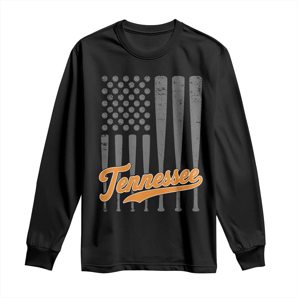 Vintage Tennessee Long Sleeve Shirt Retro Classic TN Orange Print Retro Baseball American US Flag