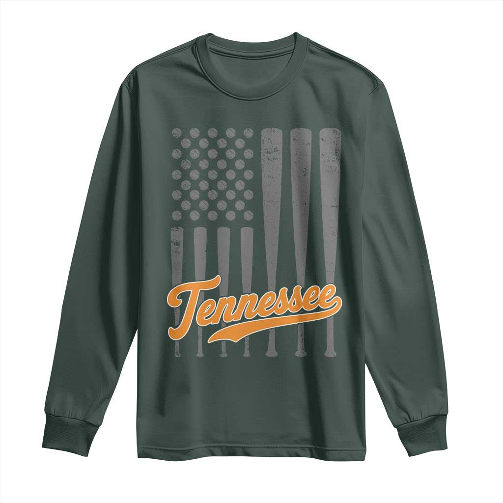 Vintage Tennessee Long Sleeve Shirt Retro Classic TN Orange Print Retro Baseball American US Flag