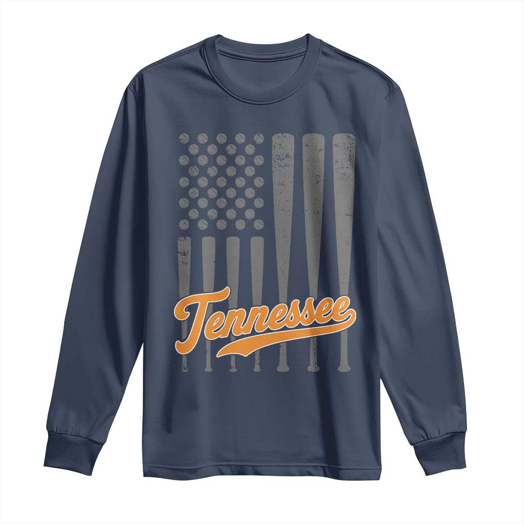 Vintage Tennessee Long Sleeve Shirt Retro Classic TN Orange Print Retro Baseball American US Flag