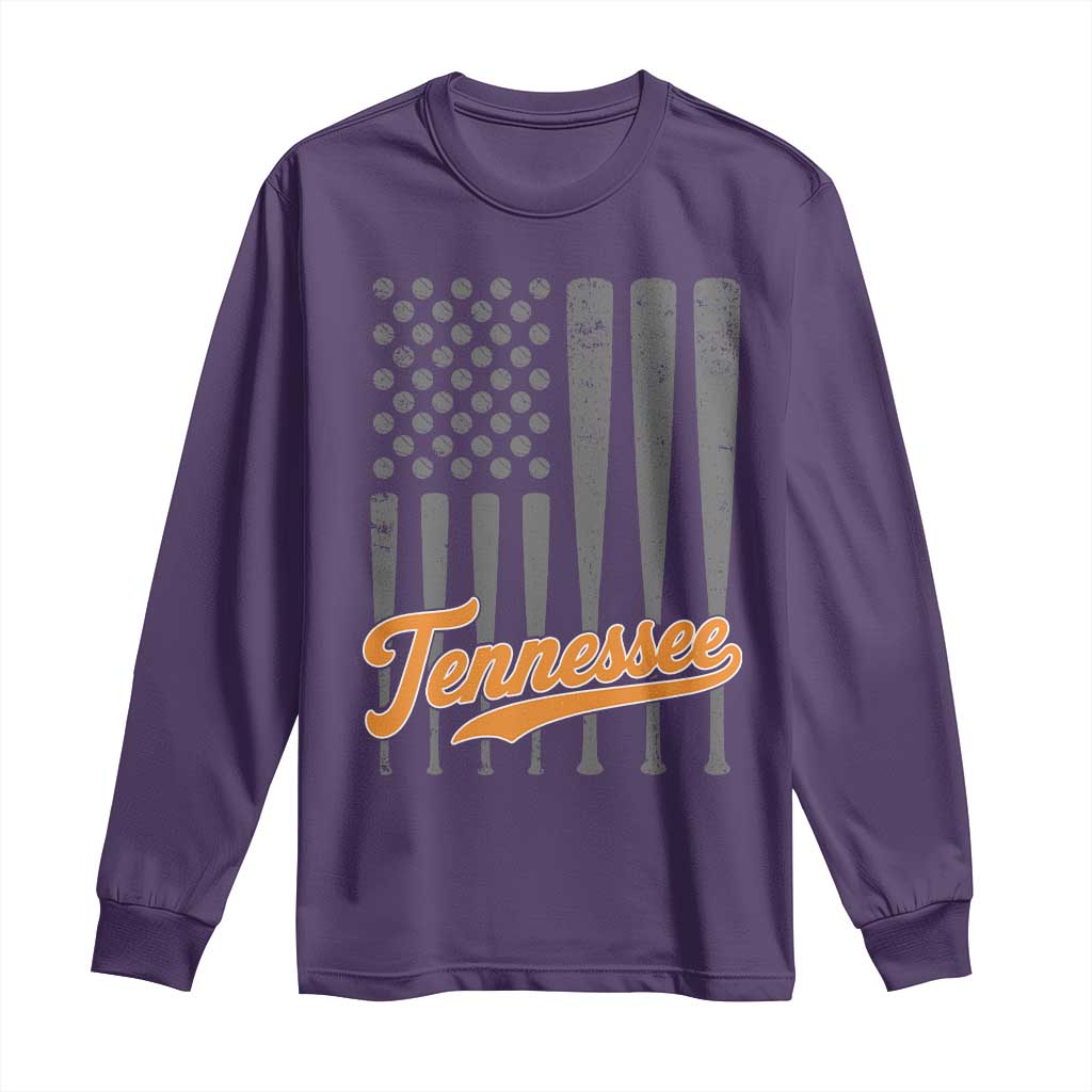 Vintage Tennessee Long Sleeve Shirt Retro Classic TN Orange Print Retro Baseball American US Flag