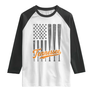 Vintage Tennessee Raglan Shirt Retro Classic TN Orange Print Retro Baseball American US Flag