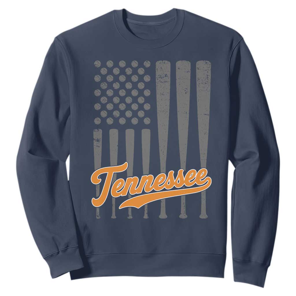Vintage Tennessee Sweatshirt Retro Classic TN Orange Print Retro Baseball American US Flag