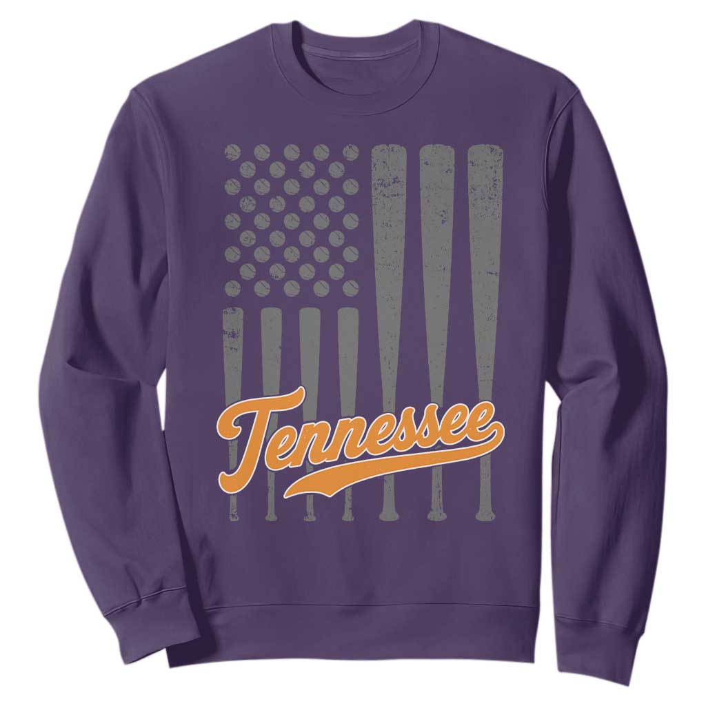 Vintage Tennessee Sweatshirt Retro Classic TN Orange Print Retro Baseball American US Flag
