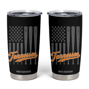 Vintage Tennessee Tumbler Cup Retro Classic TN Orange Print Retro Baseball American US Flag