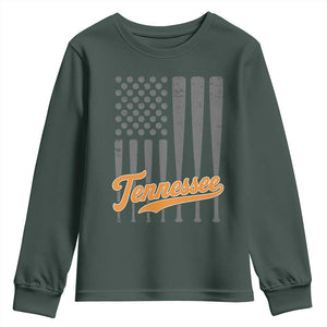 Vintage Tennessee Youth Sweatshirt Retro Classic TN Orange Print Retro Baseball American US Flag