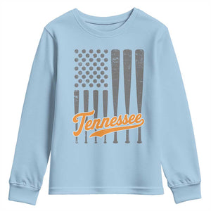 Vintage Tennessee Youth Sweatshirt Retro Classic TN Orange Print Retro Baseball American US Flag