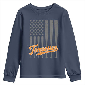 Vintage Tennessee Youth Sweatshirt Retro Classic TN Orange Print Retro Baseball American US Flag