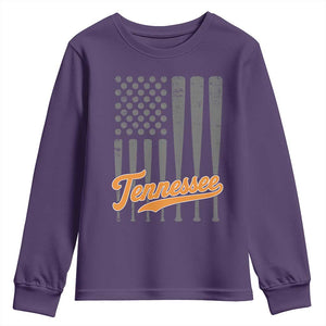 Vintage Tennessee Youth Sweatshirt Retro Classic TN Orange Print Retro Baseball American US Flag