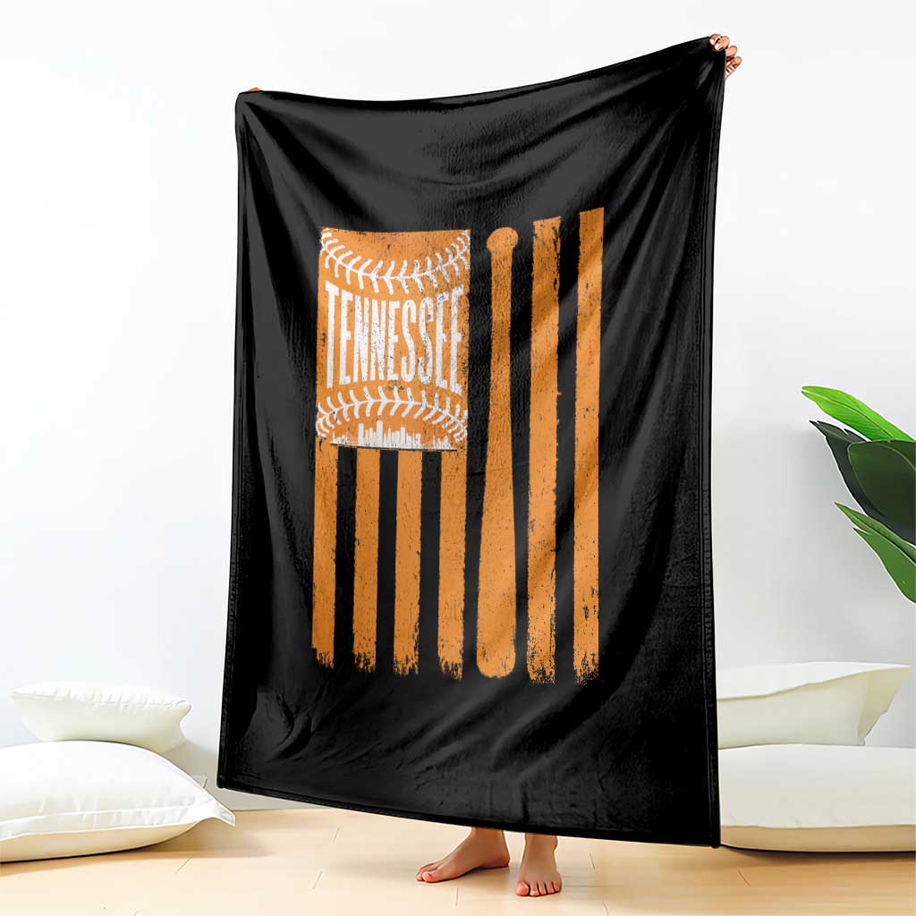 Vintage Tennessee Throw Blanket Retro Classic TN Orange Retro Baseball American US Flag