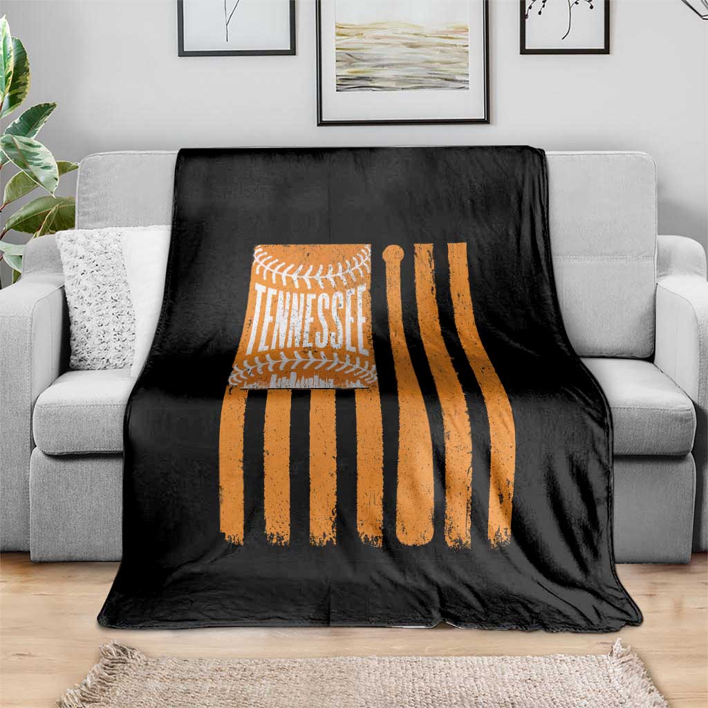 Vintage Tennessee Throw Blanket Retro Classic TN Orange Retro Baseball American US Flag