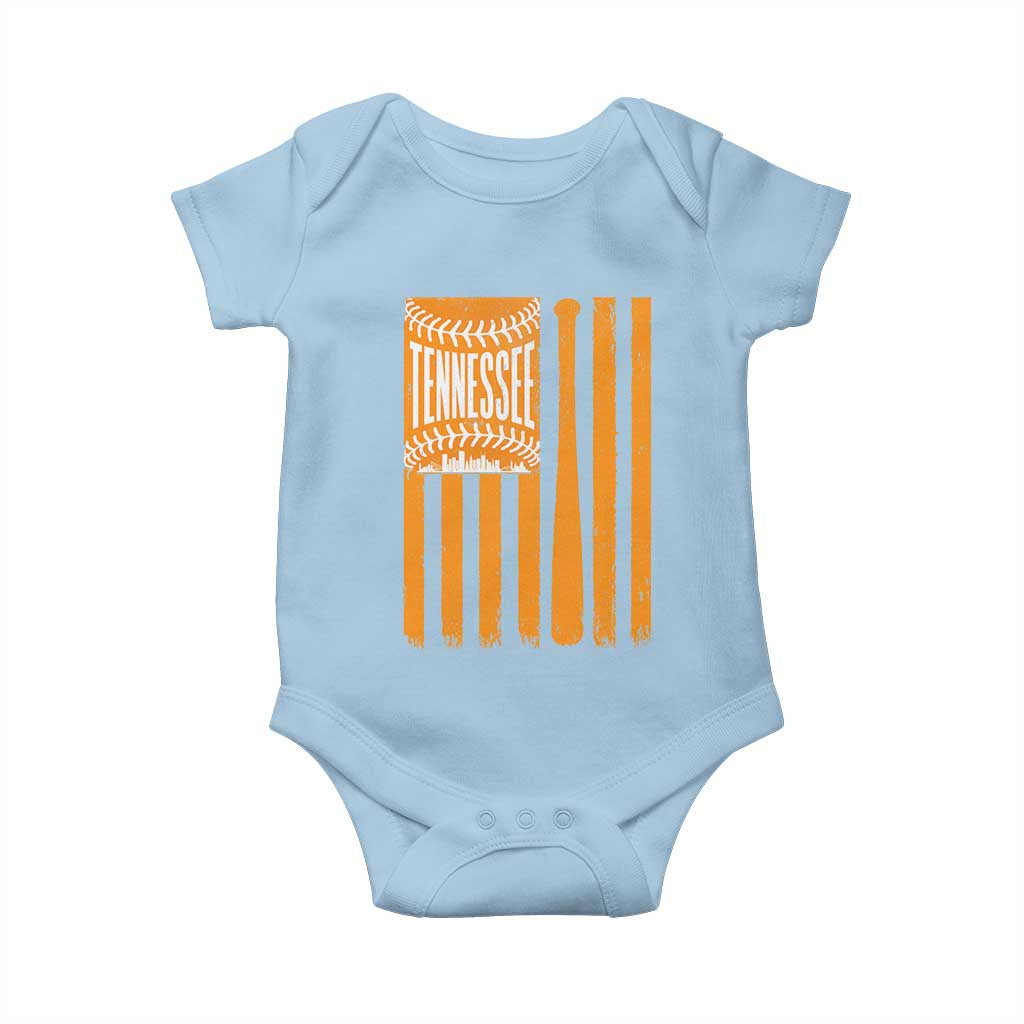 Vintage Tennessee Baby Onesie Retro Classic TN Orange Retro Baseball American US Flag