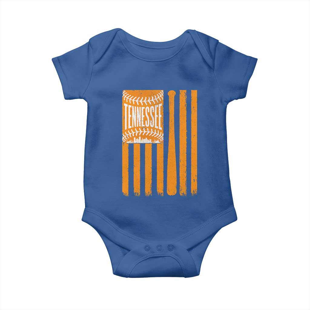 Vintage Tennessee Baby Onesie Retro Classic TN Orange Retro Baseball American US Flag