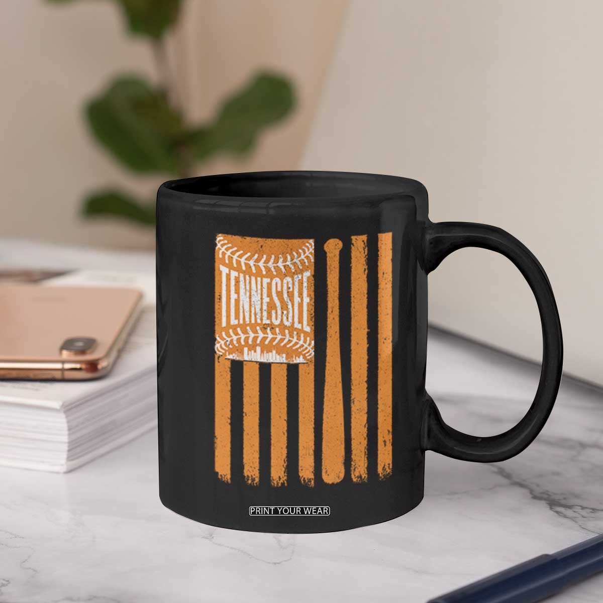 Vintage Tennessee Coffee Mug Retro Classic TN Orange Retro Baseball American US Flag