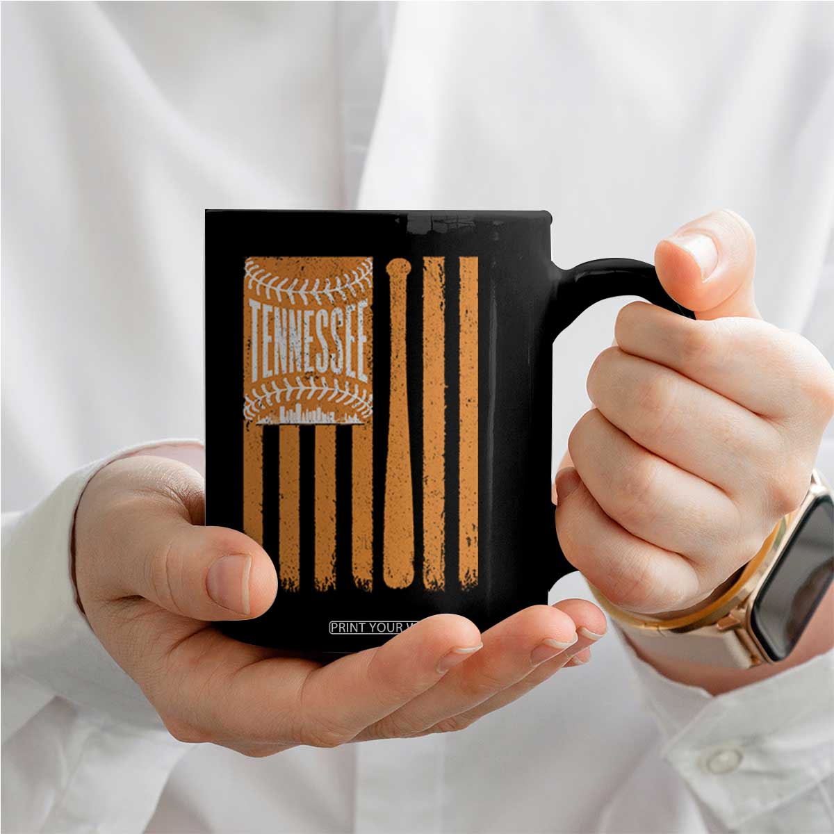 Vintage Tennessee Coffee Mug Retro Classic TN Orange Retro Baseball American US Flag