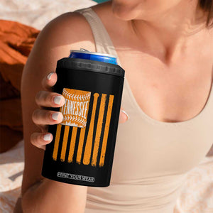 Vintage Tennessee 4 in 1 Can Cooler Tumbler Retro Classic TN Orange Retro Baseball American US Flag