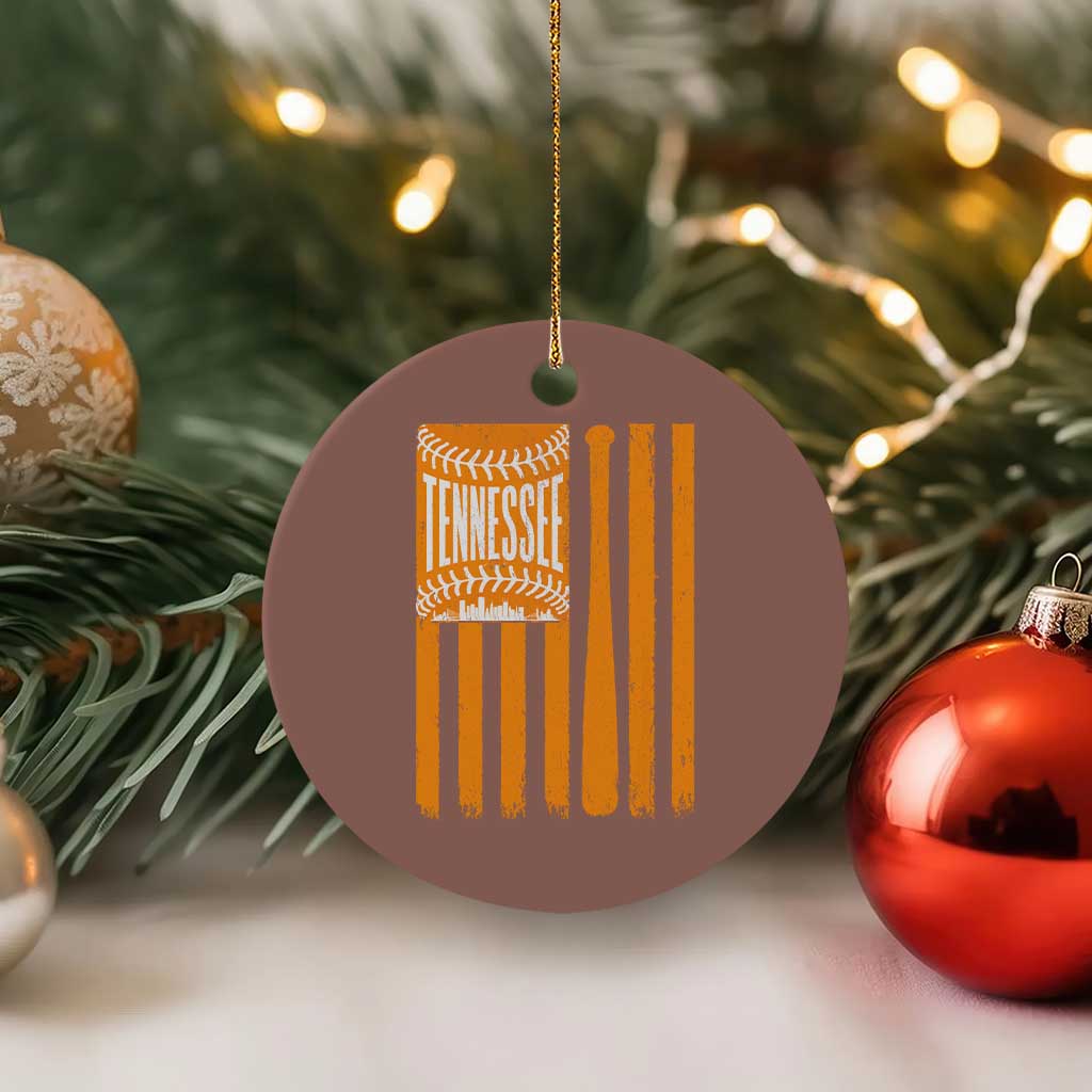 Vintage Tennessee Ceramic Ornament Retro Classic TN Orange Retro Baseball American US Flag