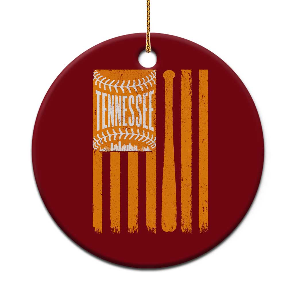 Vintage Tennessee Ceramic Ornament Retro Classic TN Orange Retro Baseball American US Flag