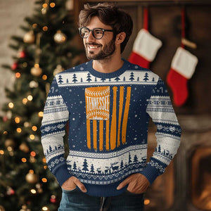 Vintage Tennessee Ugly Christmas Sweater Retro Classic TN Orange Retro Baseball American US Flag