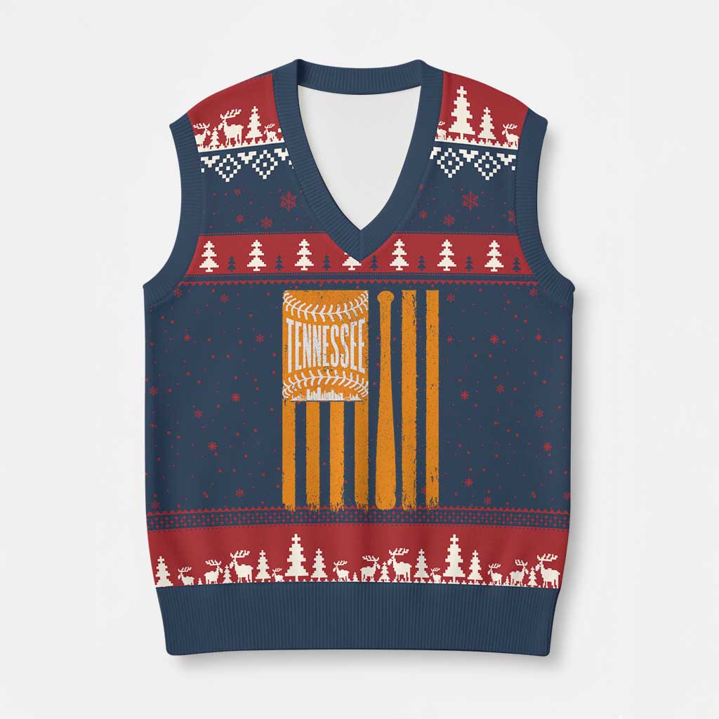 Vintage Tennessee V-Neck Knit Sweater Vest Retro Classic TN Orange Retro Baseball American US Flag TS10 Navy Red Print Your Wear