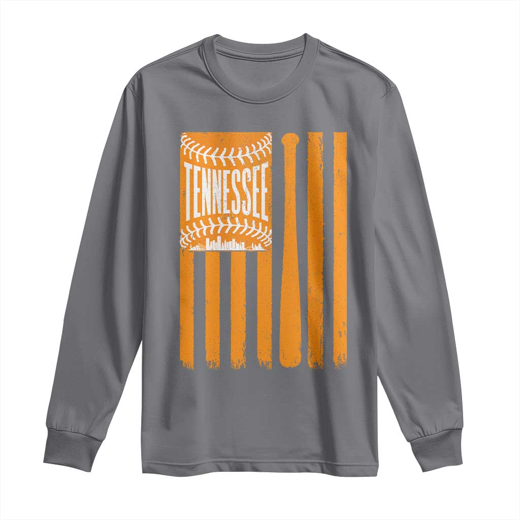 Vintage Tennessee Long Sleeve Shirt Retro Classic TN Orange Retro Baseball American US Flag