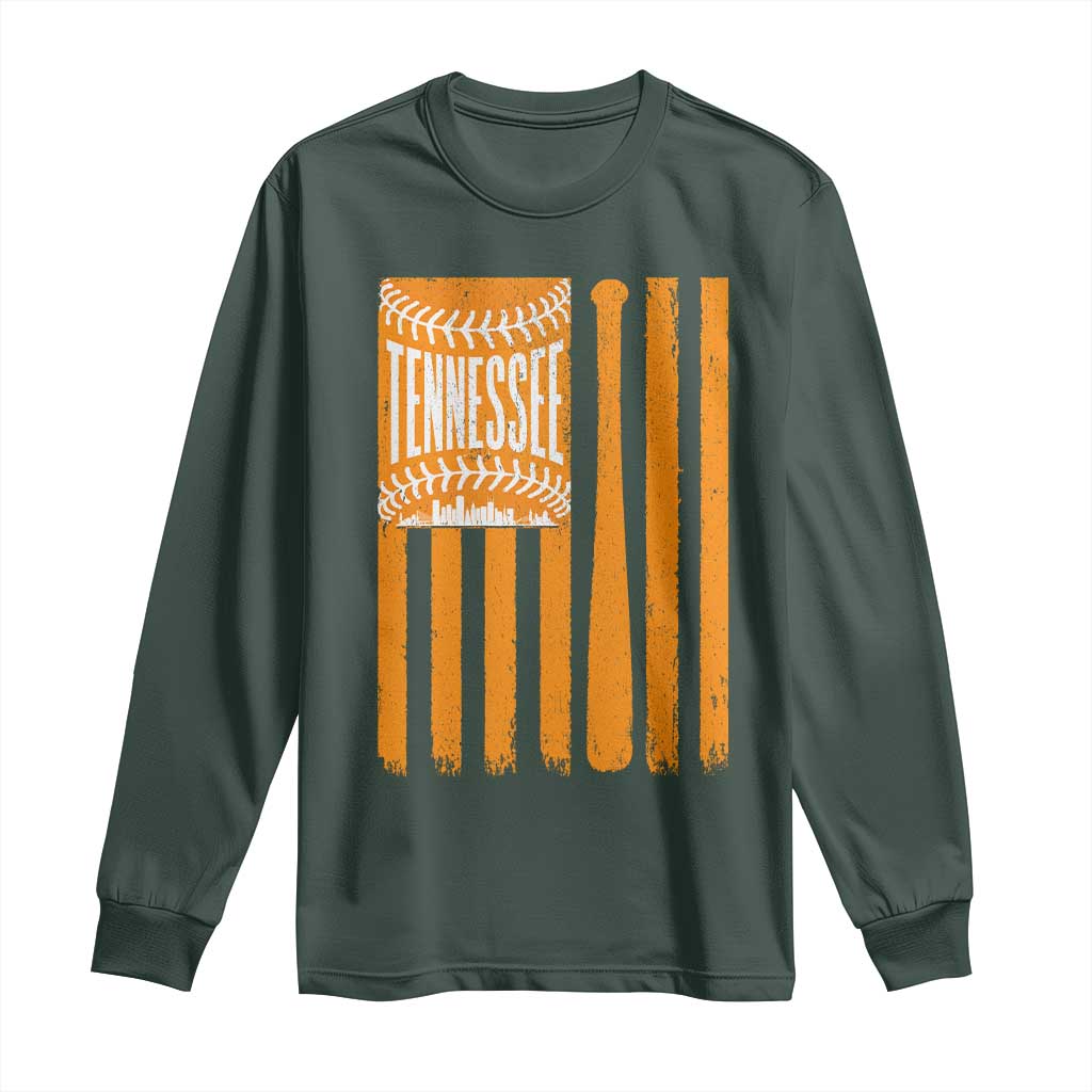 Vintage Tennessee Long Sleeve Shirt Retro Classic TN Orange Retro Baseball American US Flag