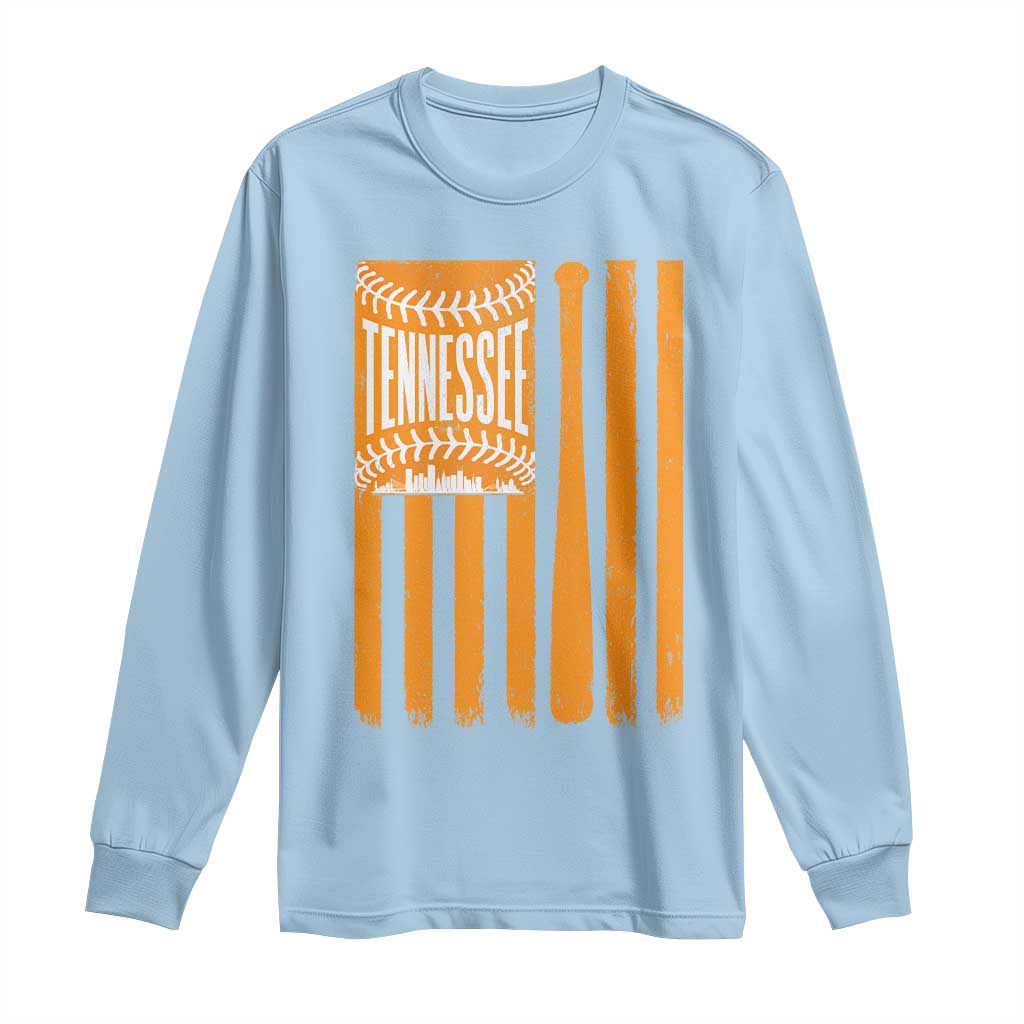 Vintage Tennessee Long Sleeve Shirt Retro Classic TN Orange Retro Baseball American US Flag