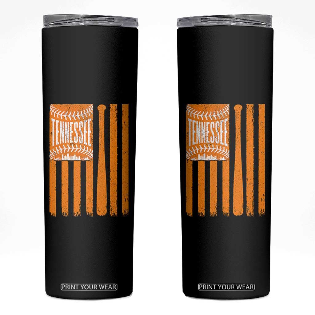 Vintage Tennessee Skinny Tumbler Retro Classic TN Orange Retro Baseball American US Flag