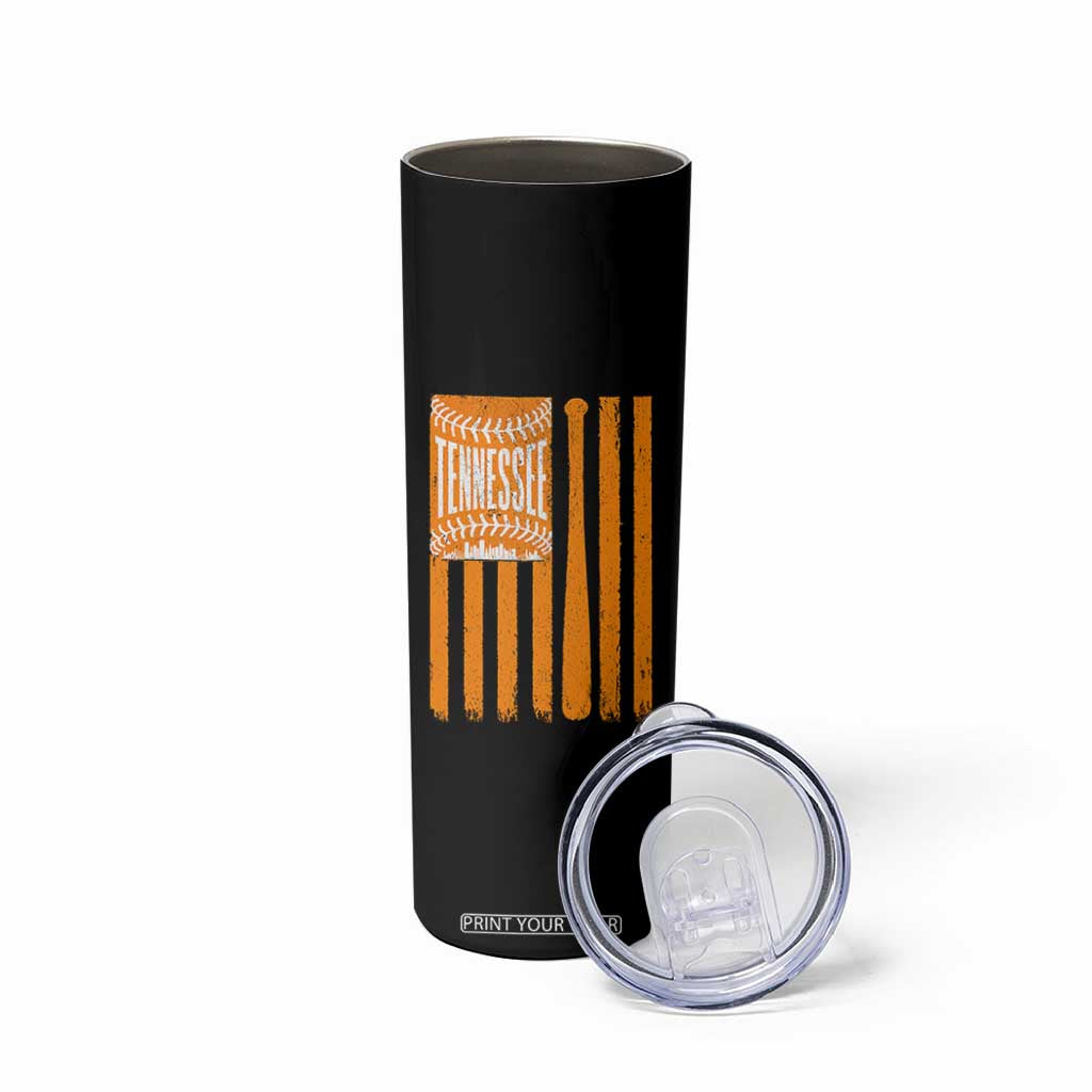 Vintage Tennessee Skinny Tumbler Retro Classic TN Orange Retro Baseball American US Flag