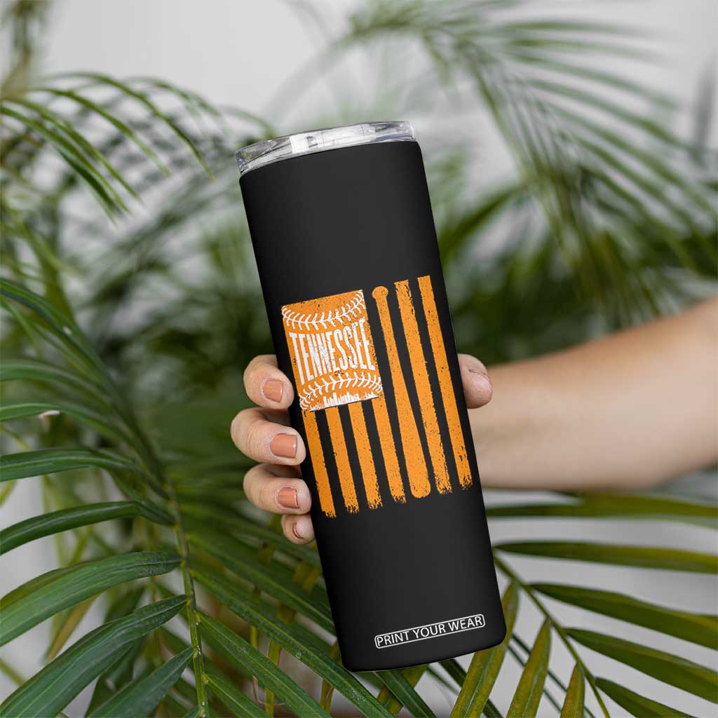 Vintage Tennessee Skinny Tumbler Retro Classic TN Orange Retro Baseball American US Flag