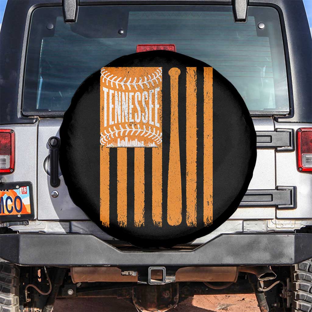 Vintage Tennessee Spare Tire Cover Retro Classic TN Orange Retro Baseball American US Flag TS10 No hole Black Print Your Wear