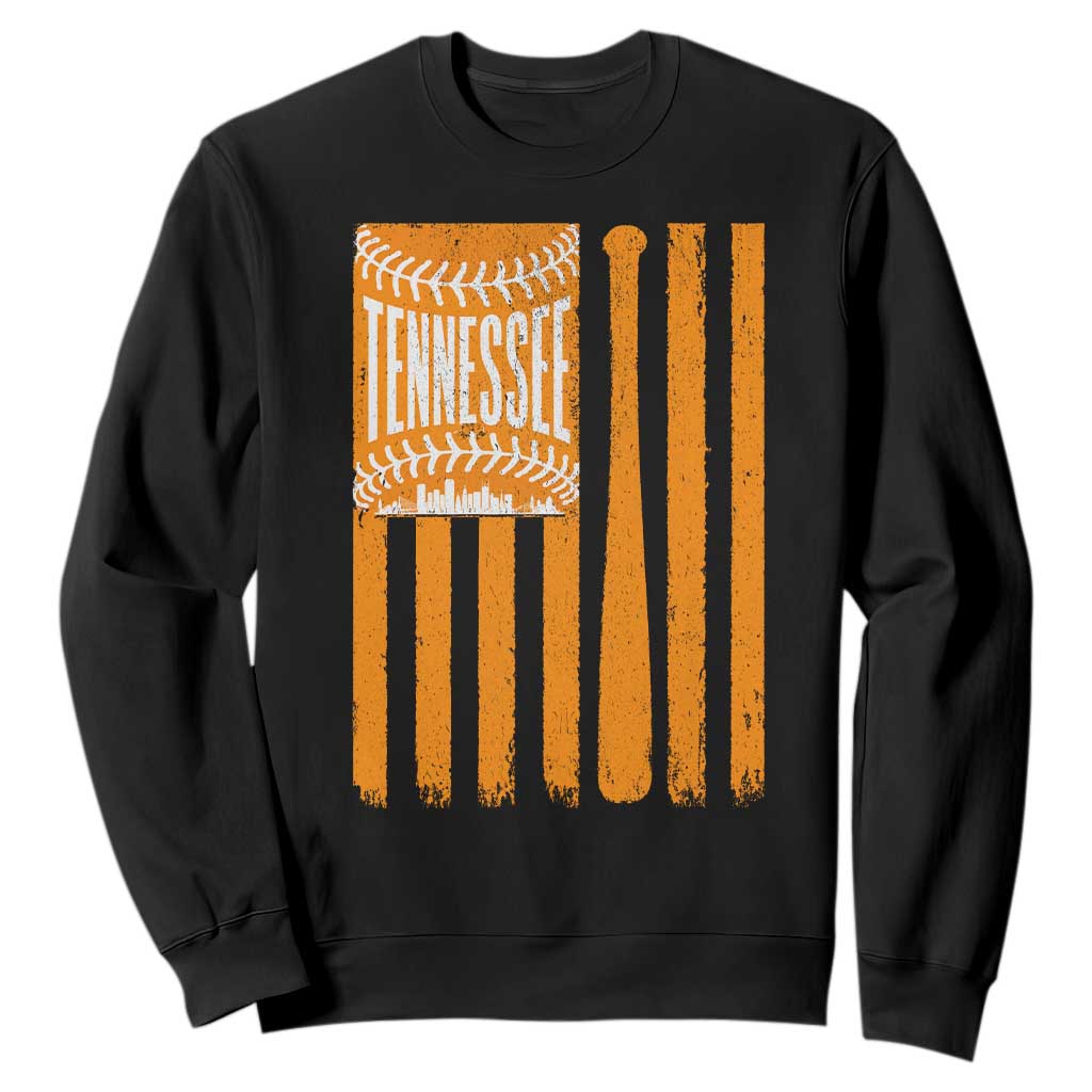 Vintage Tennessee Sweatshirt Retro Classic TN Orange Retro Baseball American US Flag