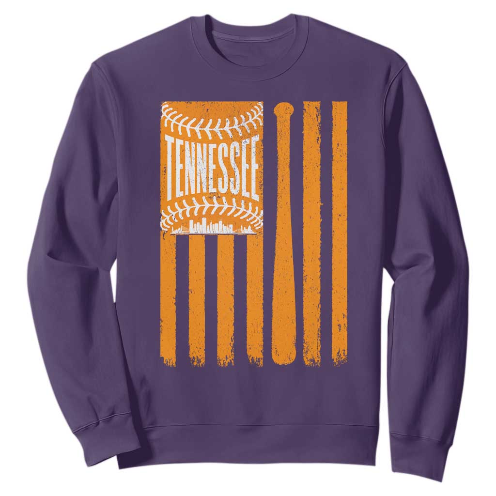 Vintage Tennessee Sweatshirt Retro Classic TN Orange Retro Baseball American US Flag