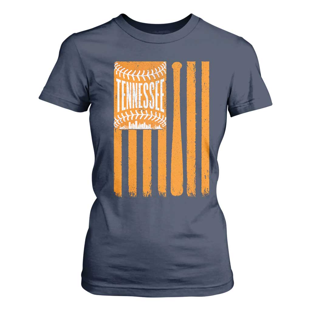 Vintage Tennessee T Shirt For Women Retro Classic TN Orange Retro Baseball American US Flag