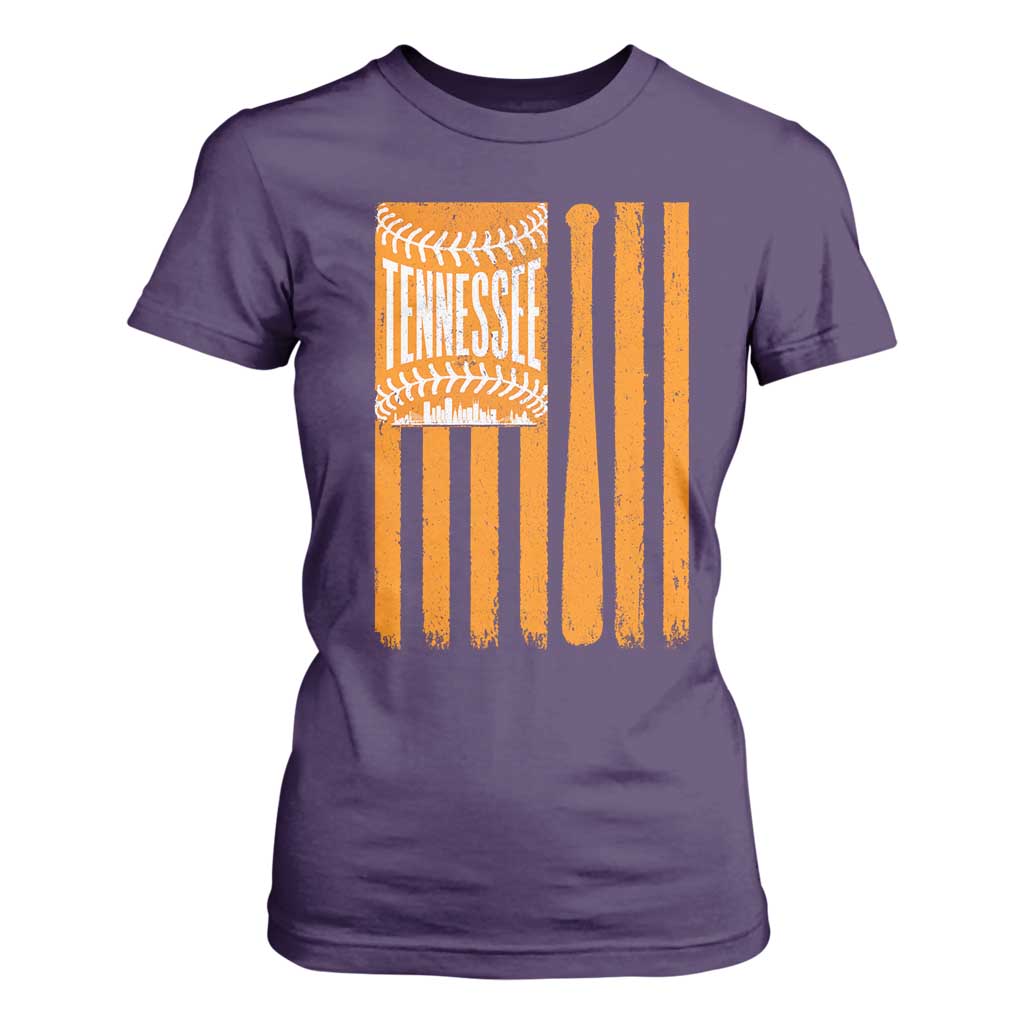 Vintage Tennessee T Shirt For Women Retro Classic TN Orange Retro Baseball American US Flag