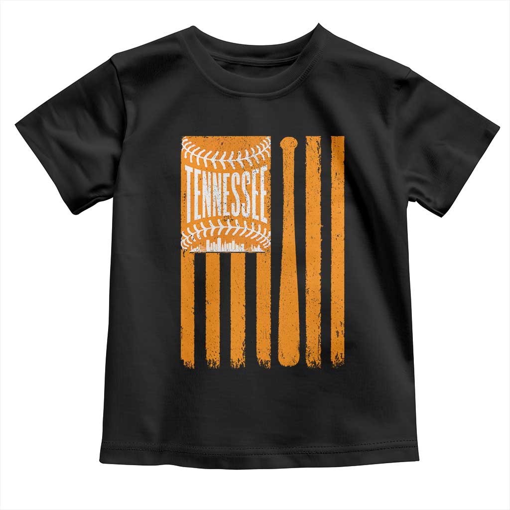 Vintage Tennessee Toddler T Shirt Retro Classic TN Orange Retro Baseball American US Flag TS10 Black Print Your Wear