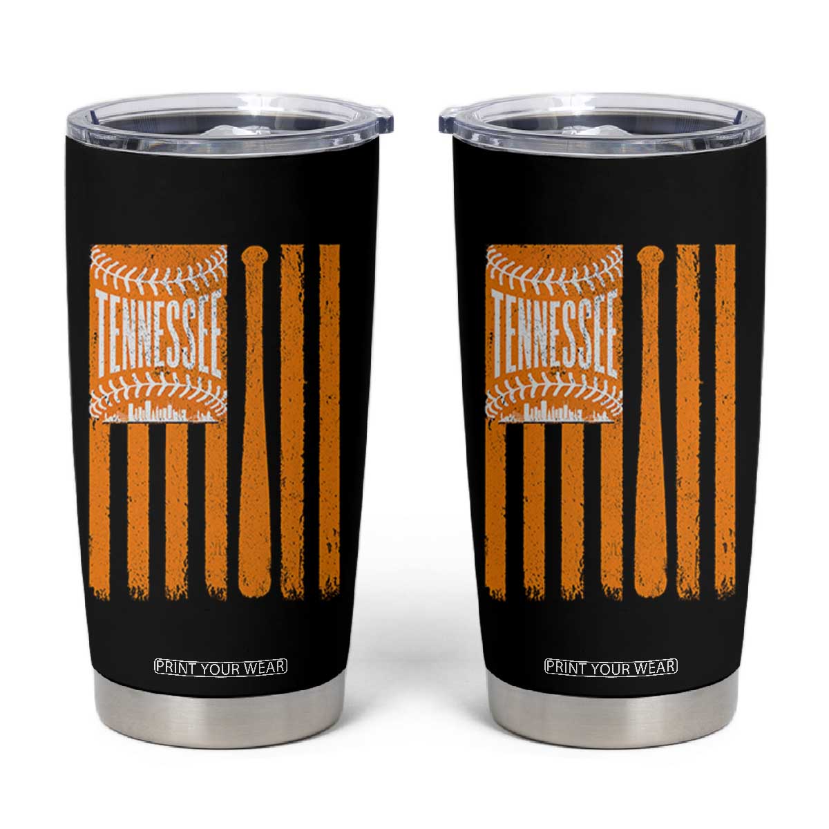 Vintage Tennessee Tumbler Cup Retro Classic TN Orange Retro Baseball American US Flag