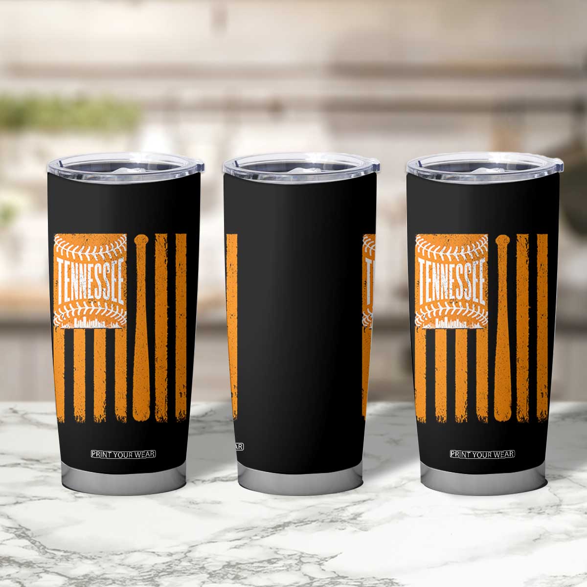 Vintage Tennessee Tumbler Cup Retro Classic TN Orange Retro Baseball American US Flag