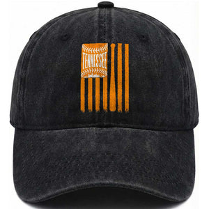Vintage Tennessee Washed Cotton Baseball Cap Retro Classic TN Orange Retro Baseball American US Flag